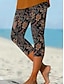 Hawaiian Floral Print Women's Thermal Leggings - Casual Ankle-Length, Soft and Breathable Black Grey / S Black Grey / M Black Grey / L Black Grey / S-Black Grey / M-Black Grey / L-Black Grey / XL-Black Grey / 2XL-